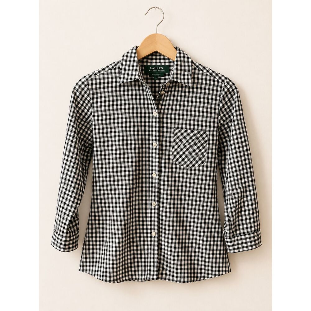 Lauren Ralph Lauren Gingham Button-Down Shirt | Women's Medium Classic Cotton